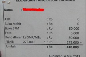 Data tagihan yang harus dilunasi siswa.